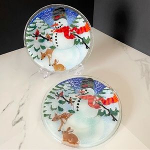 SET of 2 Snowman Plates 7.5"  by Peggy Karr